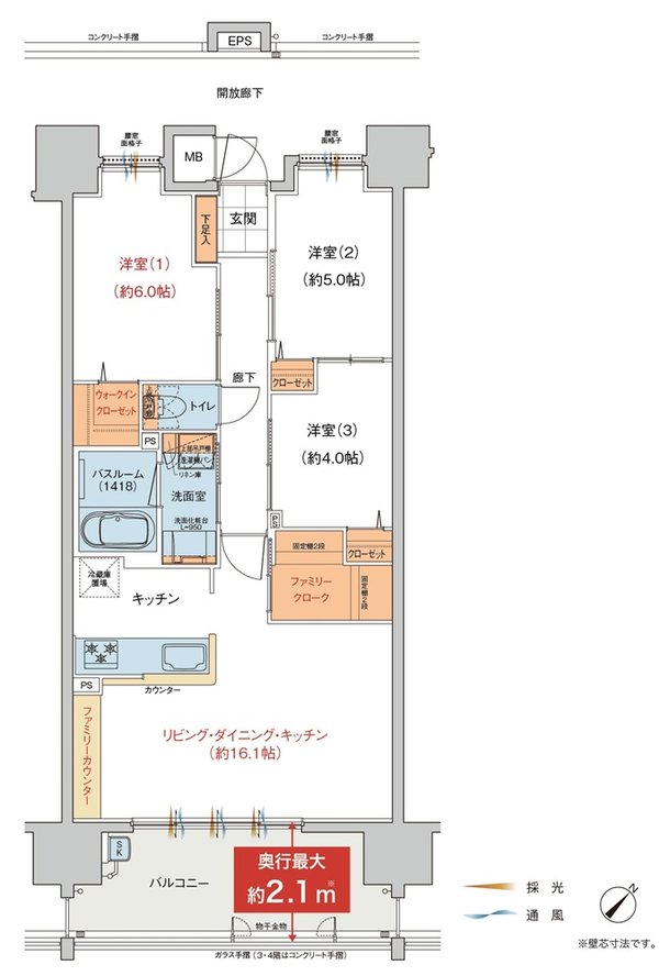 ヴェルディ・プロムナード［祇園］ 間取り G type（2〜15階）
