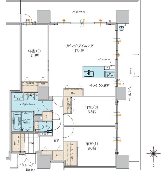 アルファガーデン岡山城下 間取り B TYPE［PREMIUM］
