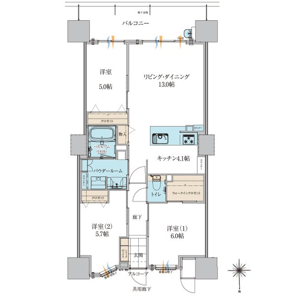 アルファガーデン岡山城下 間取り I type
