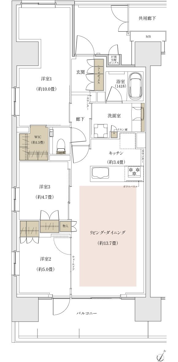ザ・パークハウス 川越フロント 間取り M TYPE
