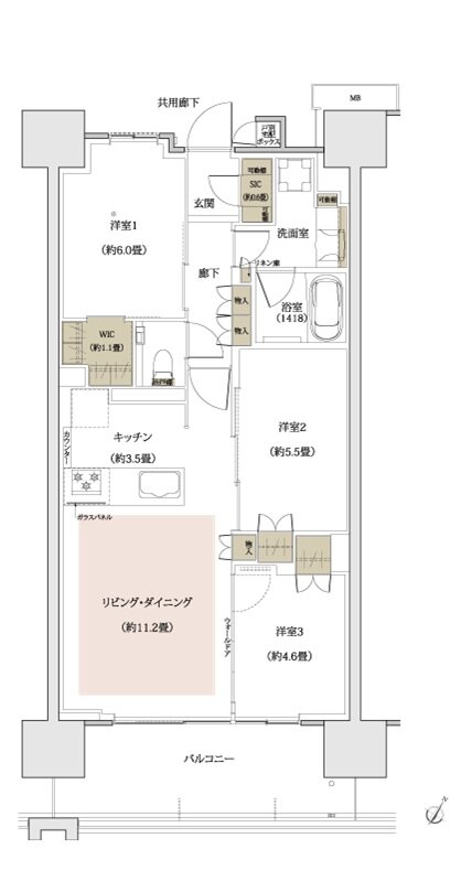 ザ・パークハウス 川越フロント 間取り H1 TYPE