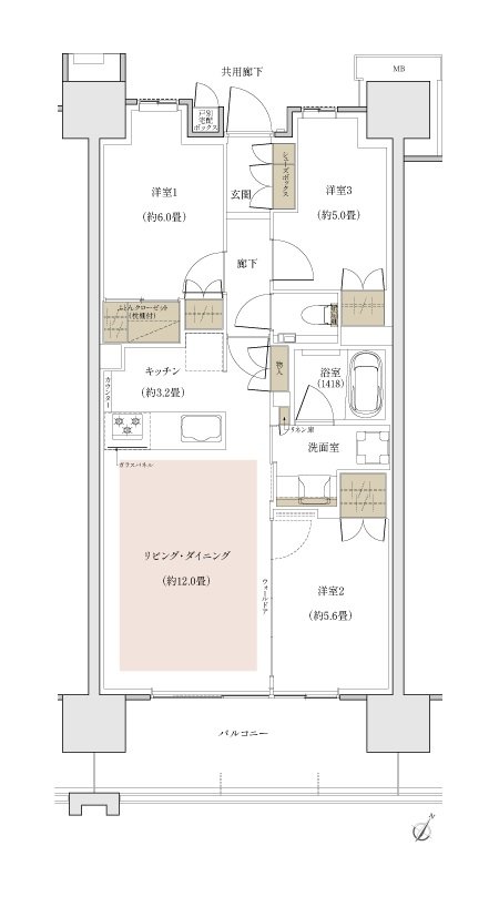 ザ・パークハウス 川越フロント 間取り I1 type［第2期］