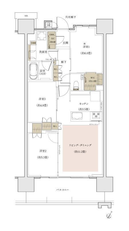 ザ・パークハウス 川越フロント 間取り G1 type最終期(第三期)