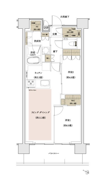 ザ・パークハウス 川越フロント 間取り D type［最終期(第三期)］