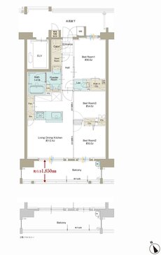 サンパーク新宮EXIA West-I/West-II/East 間取り Bタイプ(West-I)
