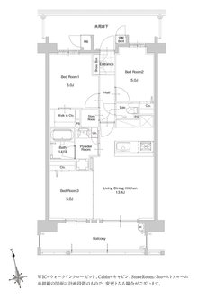 サンパーク新宮EXIA　West-I/West-II/East 間取り Cタイプ（West-I）