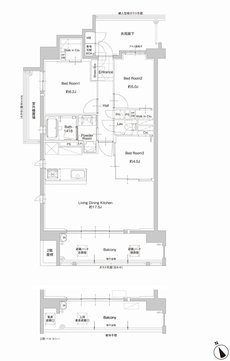 サンパーク新宮EXIA West-I/West-II/East 間取り E1・Eタイプ(West-II)