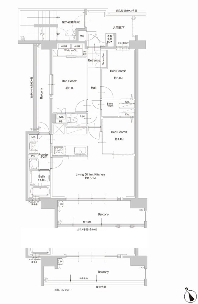 サンパーク新宮EXIA West-I/West-II/East 間取り I1・Iタイプ(East)