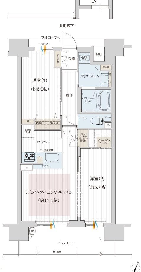 プレサンス ロジェ 淡路ダイナプレイス 間取り Bタイプ