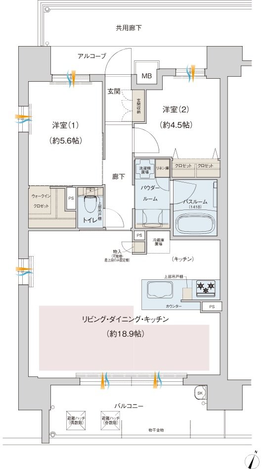 プレサンス ロジェ 淡路ダイナプレイス 間取り Aタイプ（Menu1）