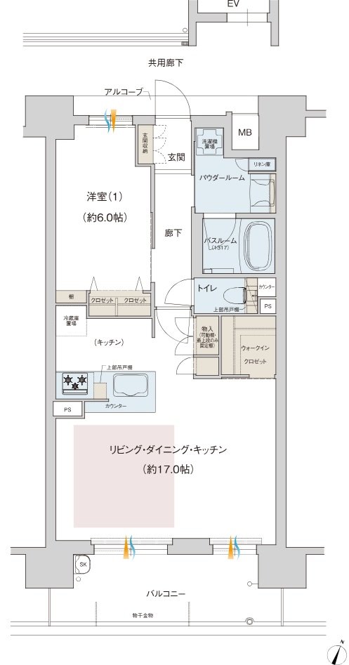 プレサンス ロジェ 淡路ダイナプレイス 間取り Bタイプ（Menu1）