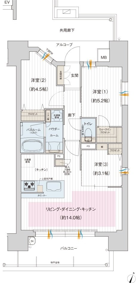 プレサンス ロジェ 淡路ダイナプレイス 間取り Cタイプ