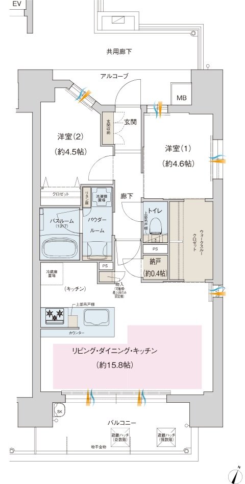 プレサンス ロジェ 淡路ダイナプレイス 間取り Cタイプ（Menu2）