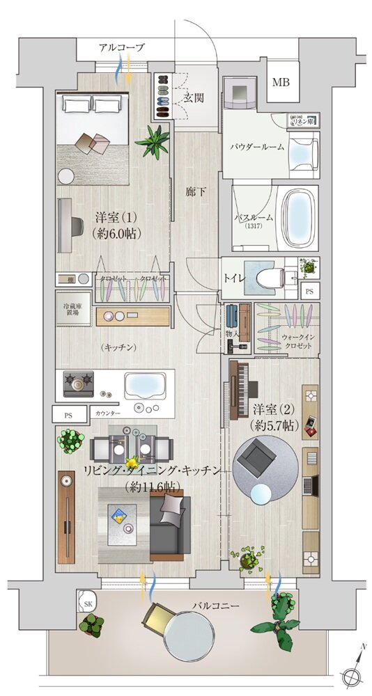 プレサンス ロジェ 淡路ダイナプレイス 間取り Bタイプ