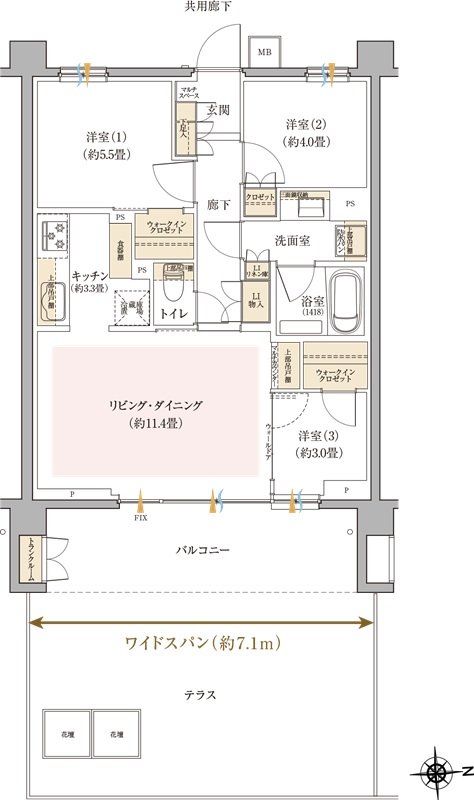 リビオ光が丘ガーデンズ 間取り Htタイプ