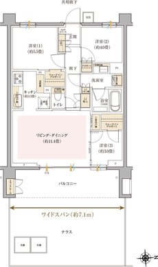 リビオ光が丘ガーデンズ 間取り Htタイプ