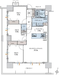 アルファ藤枝駅前ザ・タワー 間取り A TYPE