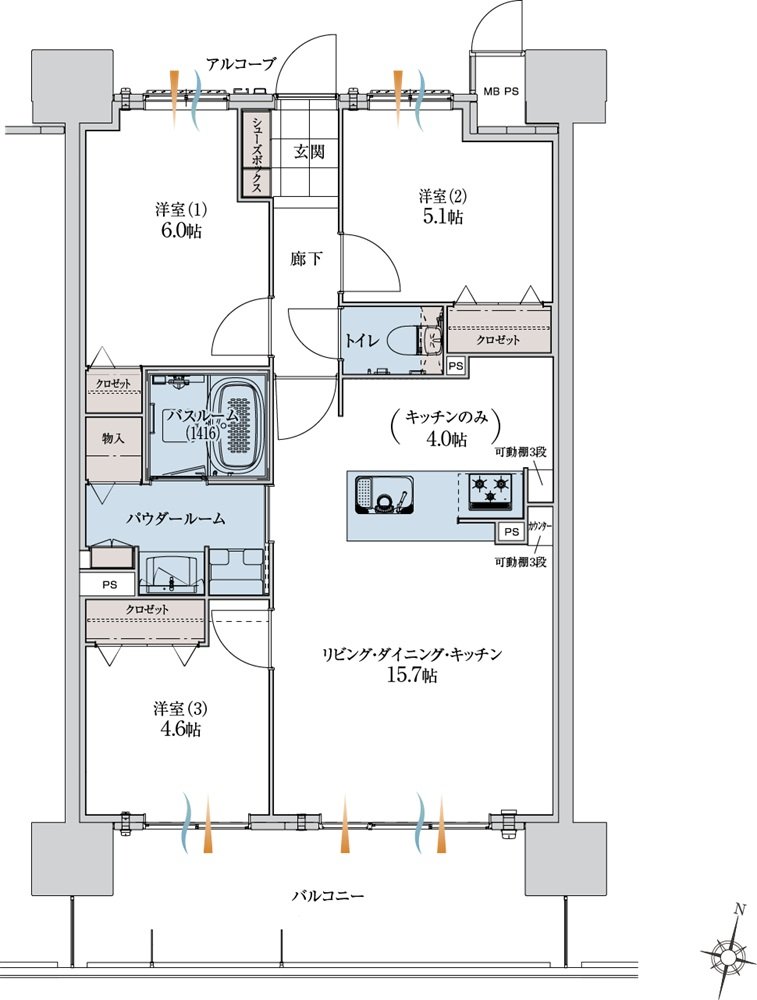 アルファ藤枝駅前ザ・タワー 間取り C TYPE