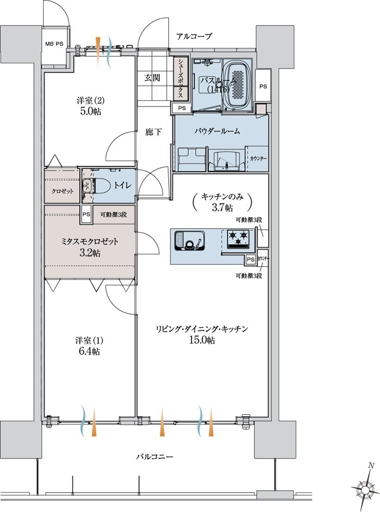 アルファ藤枝駅前ザ・タワー 間取り E TYPE