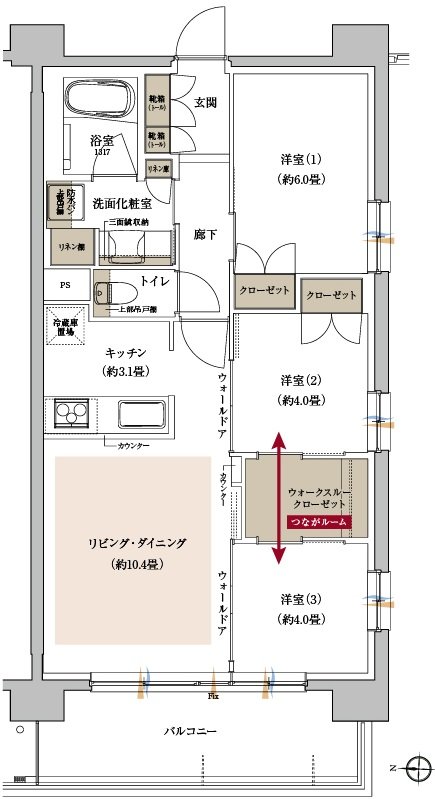 プラウド泉中央フロント 間取り C type