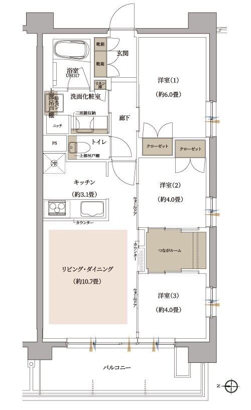 プラウド泉中央フロント 間取り C type