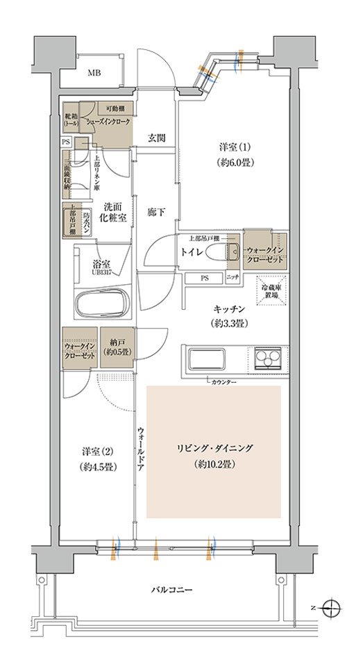 プラウド泉中央フロント 間取り B type