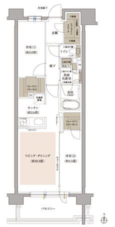 プラウド泉中央フロント 間取り E type