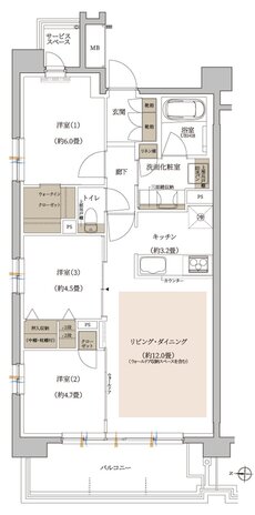 プラウド泉中央フロント 間取り A type