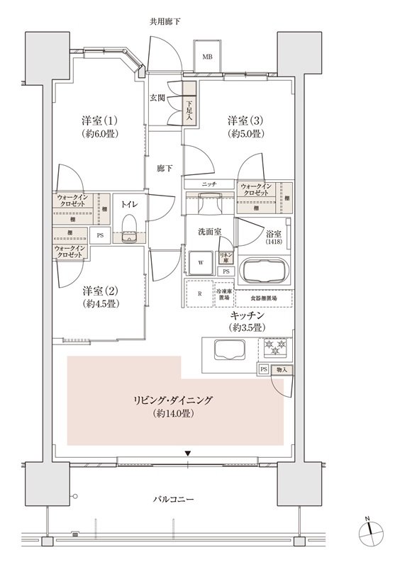 パークホームズ白島 間取り Bタイプ