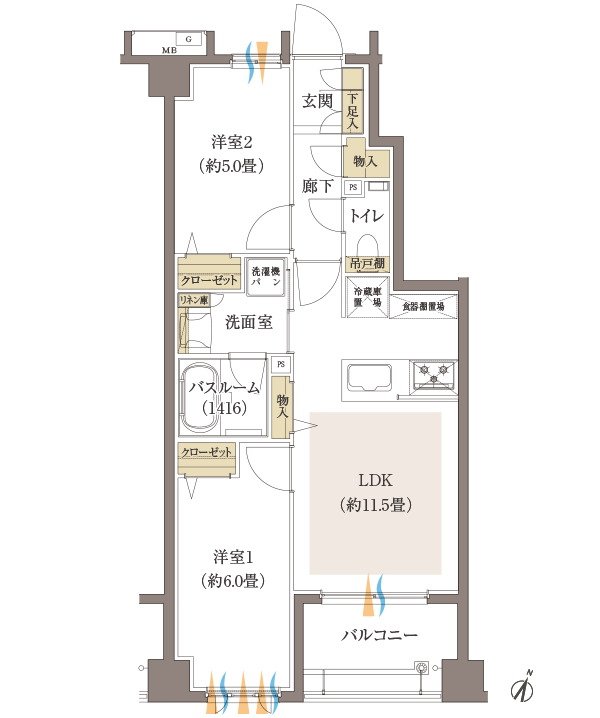 イノバス西新 間取り Kタイプ