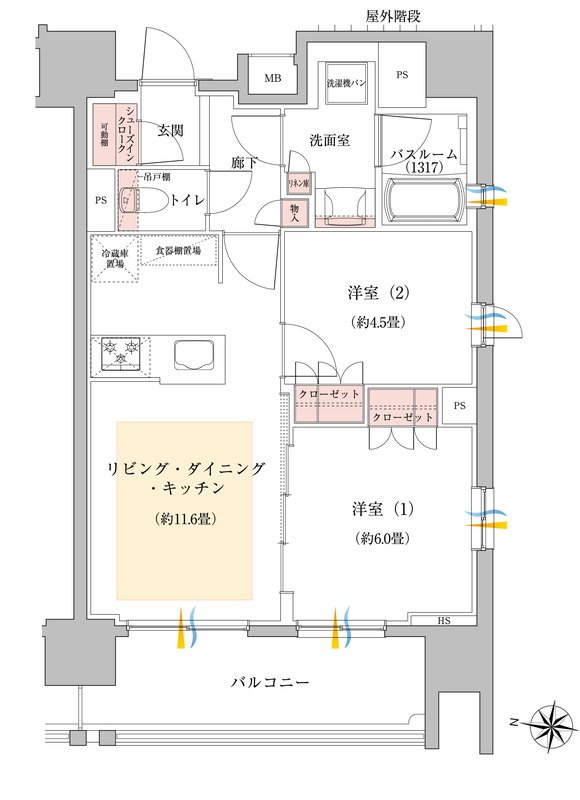 イノバス新瑞橋プロジェクト 間取り Bタイプ(新瑞橋クロス)