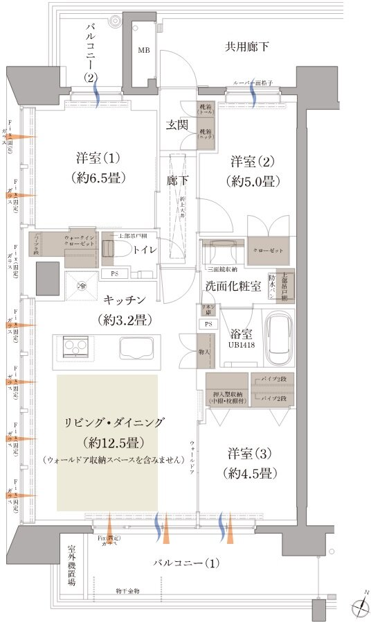 プラウド五橋 間取り F type
