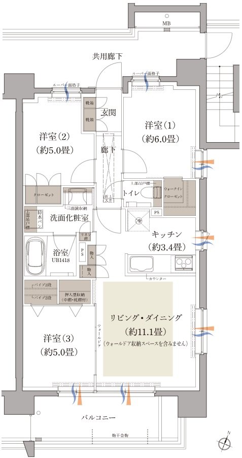 プラウド五橋 間取り E type