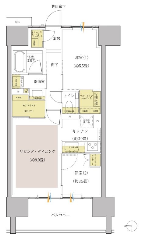 リビオ川崎大師ステーションサイト 間取り Bタイプ