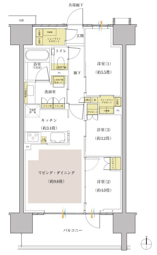 リビオ川崎大師ステーションサイト 間取り Hタイプ