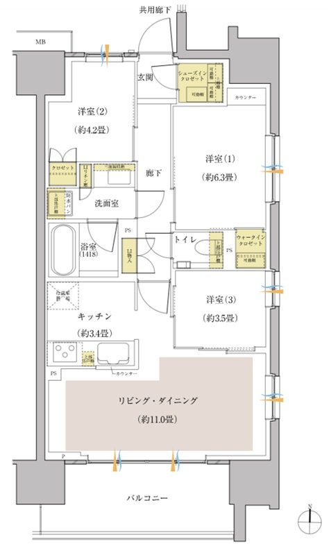 リビオ川崎大師ステーションサイト 間取り Jタイプ