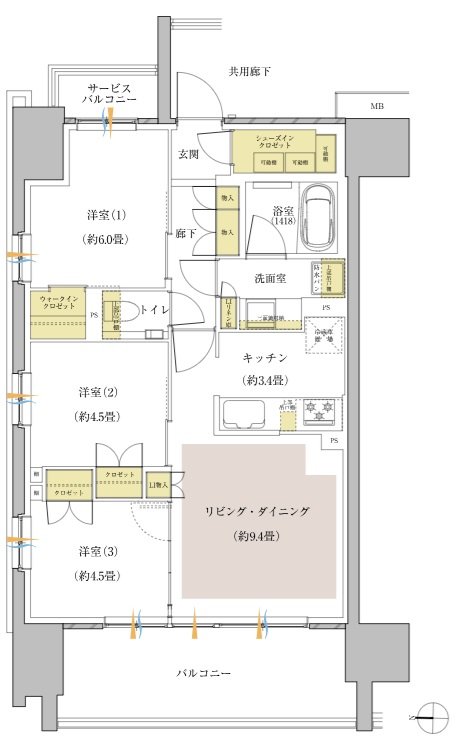 リビオ川崎大師ステーションサイト 間取り Aタイプ