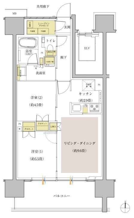 リビオ川崎大師ステーションサイト 間取り Fタイプ