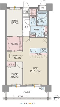 ファーネスト大橋東レジデンス 間取り B TYPE メニュープラン1