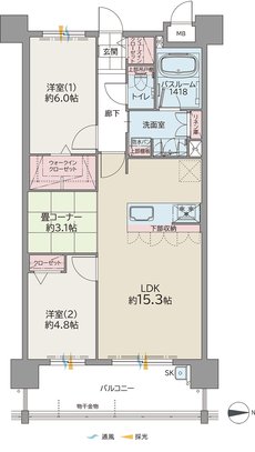 ファーネスト大橋東レジデンス 間取り B TYPE メニュープラン2