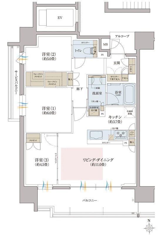 リビオ八戸ノ里駅前 間取り Aタイプ