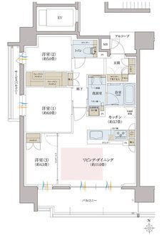 リビオ八戸ノ里駅前 間取り Aタイプ