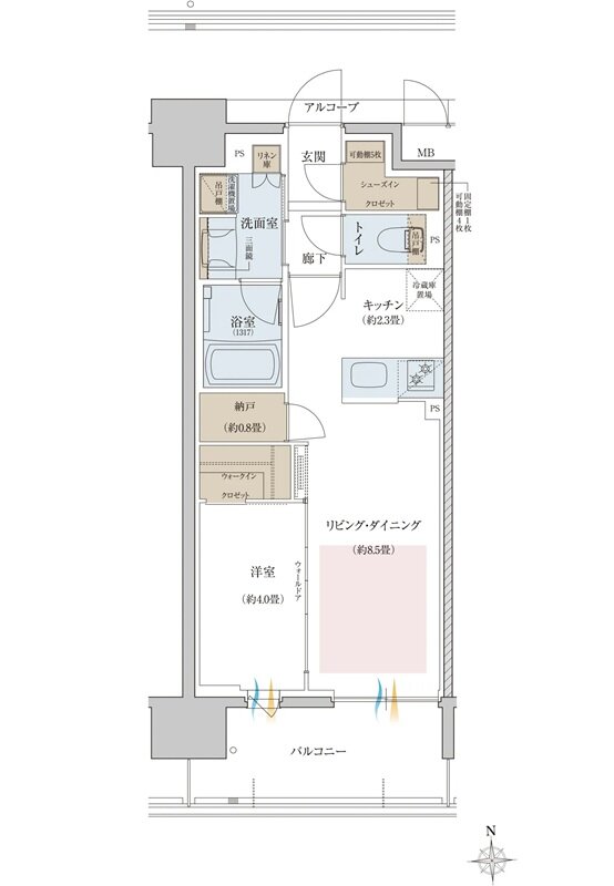 リビオ八戸ノ里駅前 間取り Eタイプ