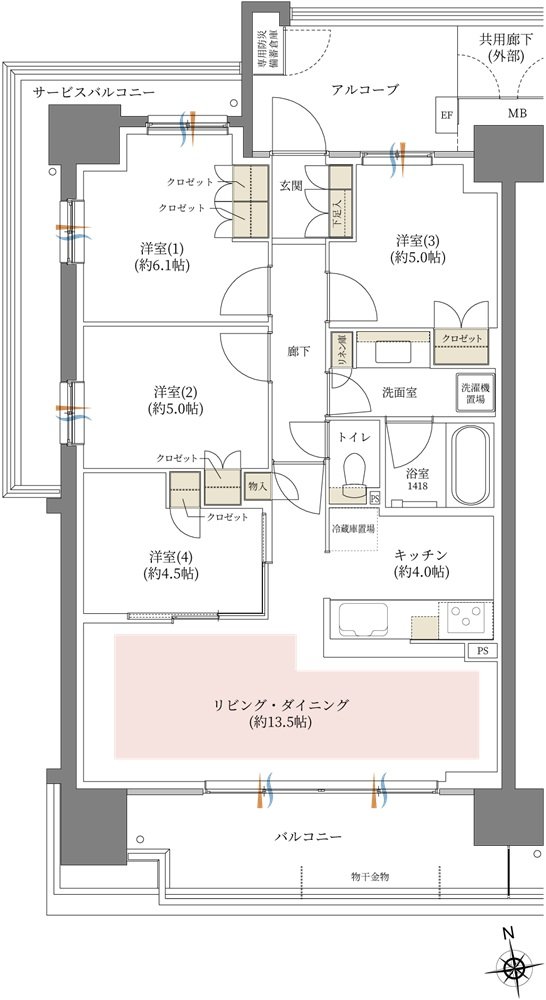 シーンズ関目高殿スクエアガーデン 間取り A type