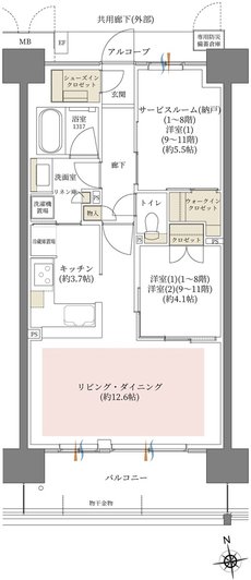シーンズ関目高殿スクエアガーデン 間取り E type