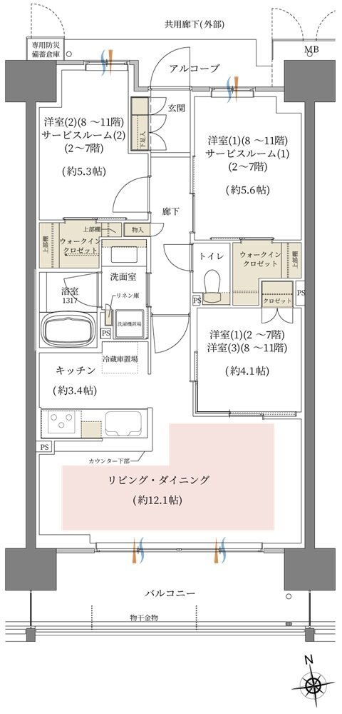 シーンズ関目高殿スクエアガーデン 間取り D3 type