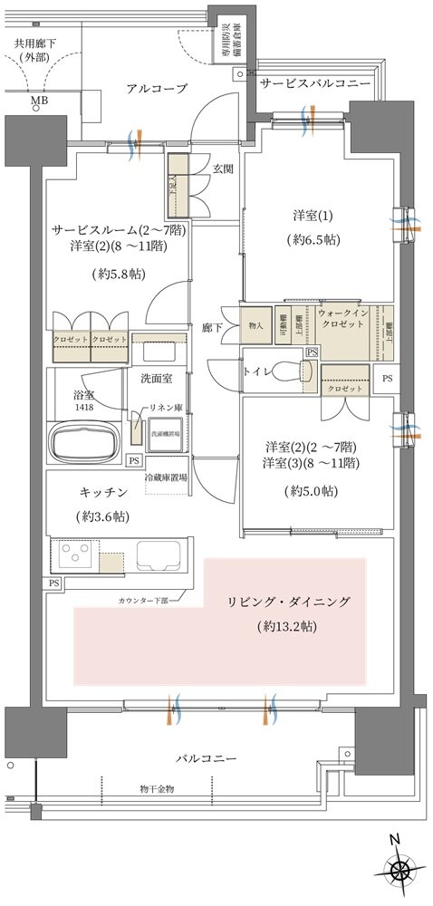 シーンズ関目高殿スクエアガーデン 間取り F type
