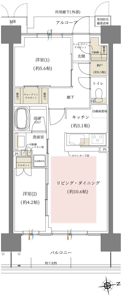 シーンズ関目高殿スクエアガーデン 間取り H type
