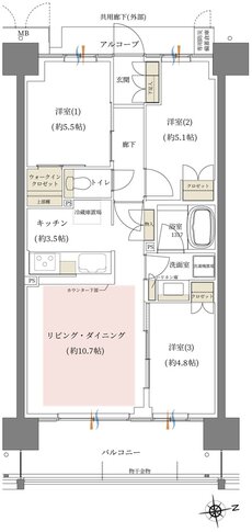 シーンズ関目高殿スクエアガーデン 間取り I2 type