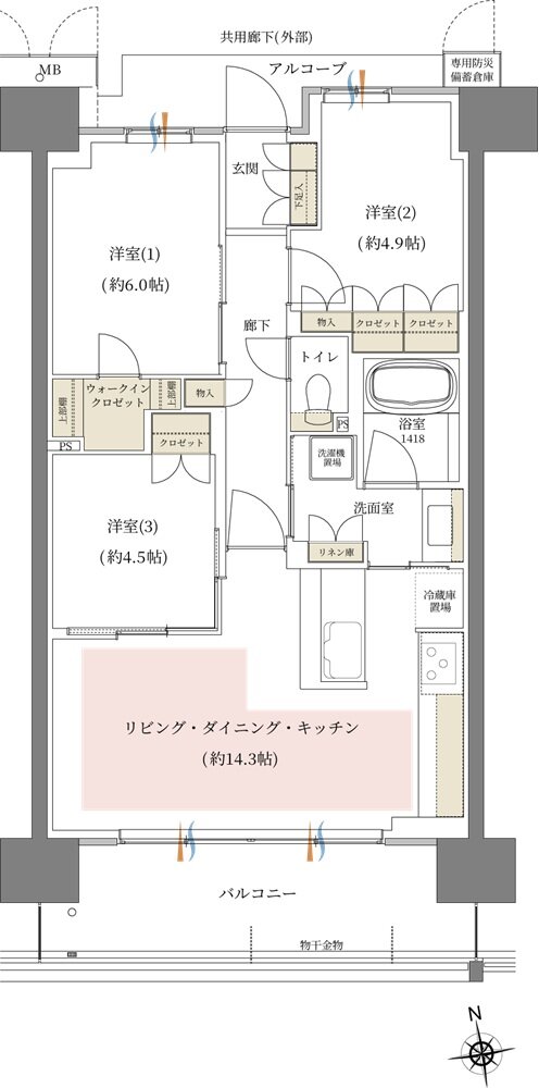 シーンズ関目高殿スクエアガーデン 間取り B type